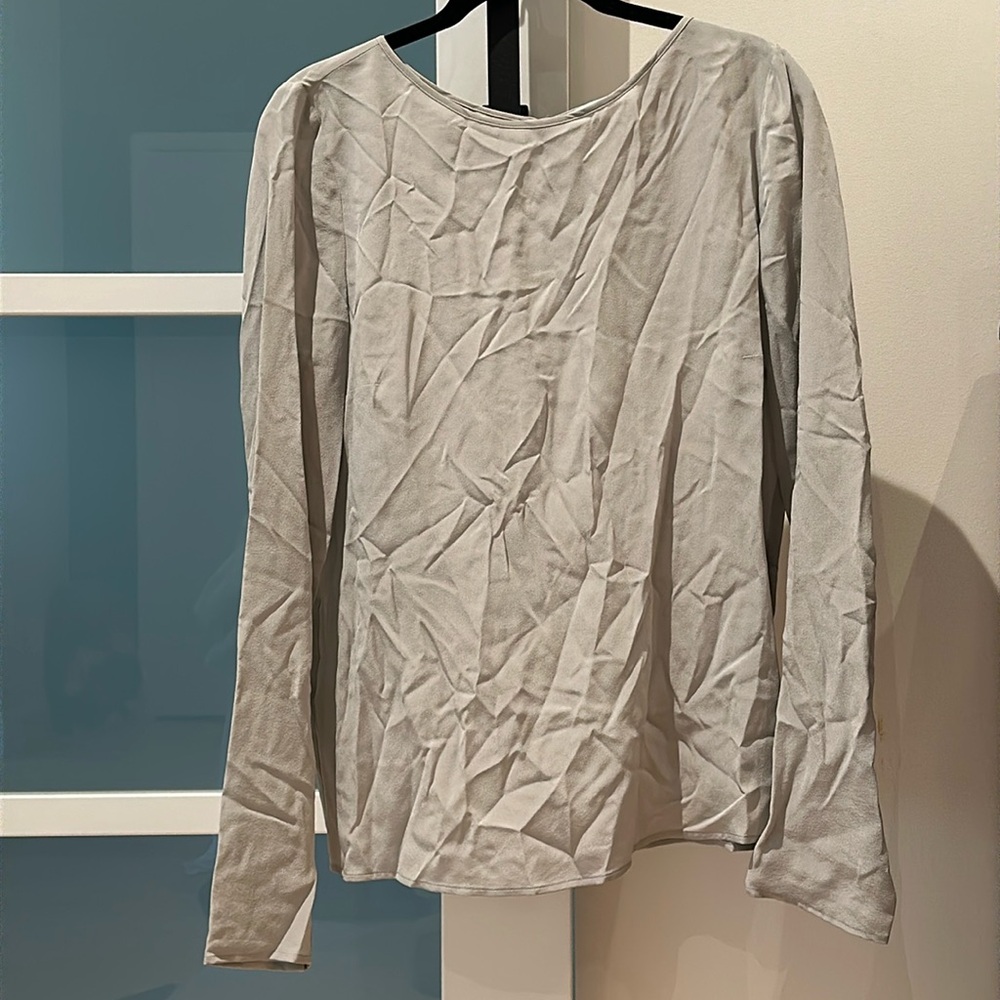 Patrizia Pepe size 44 silver silk blouse. Bought in Italy